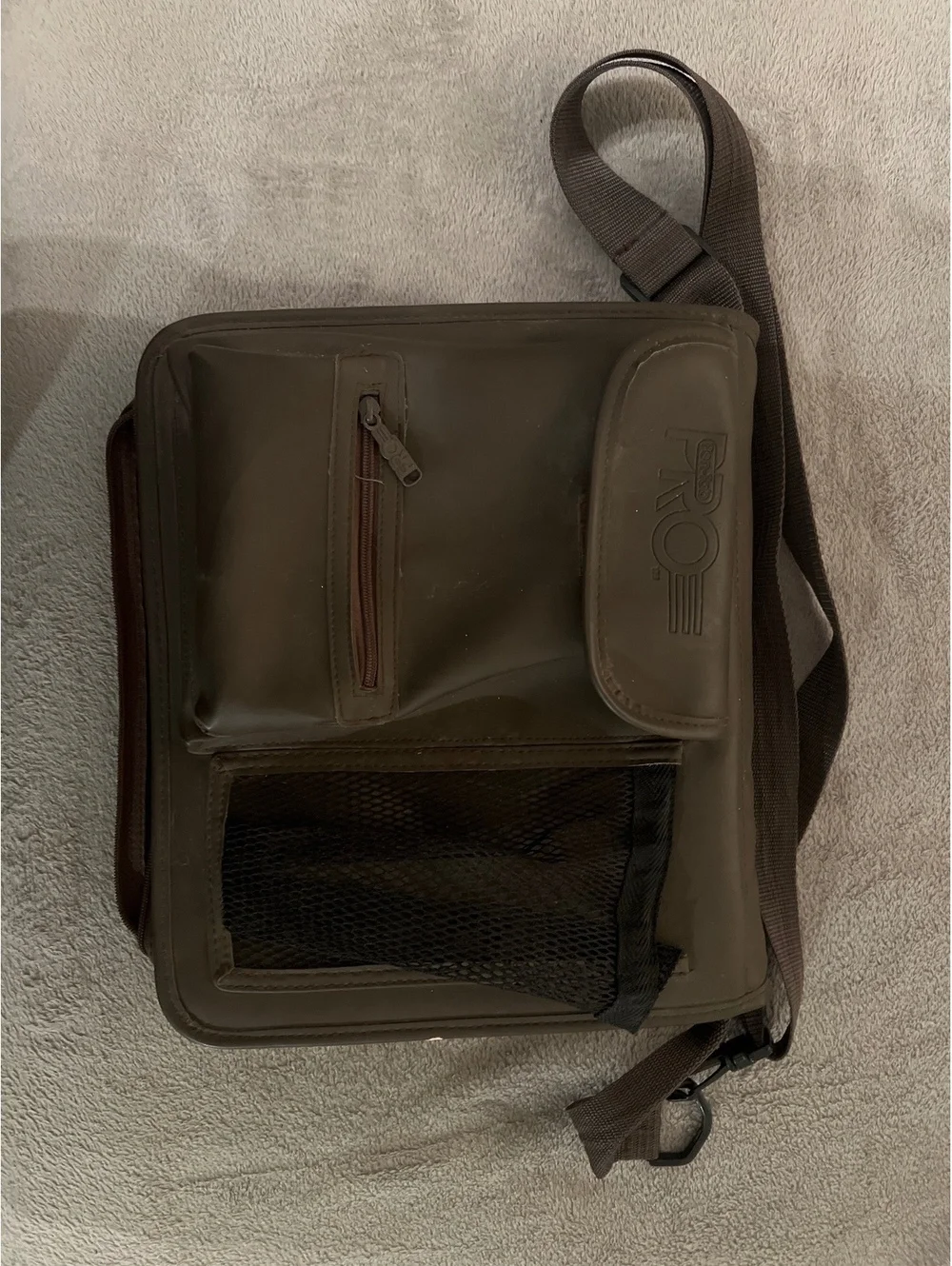 Pro Line Olive Green Organizer Bag with Adjustable Strap and Multiple Compartmen